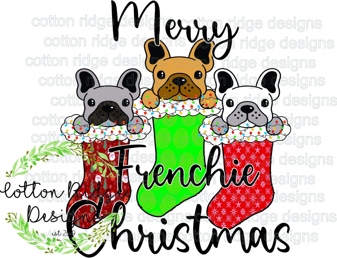 Merry Frenchie Christmas Frenchie Puppies Sublimation - Etsy