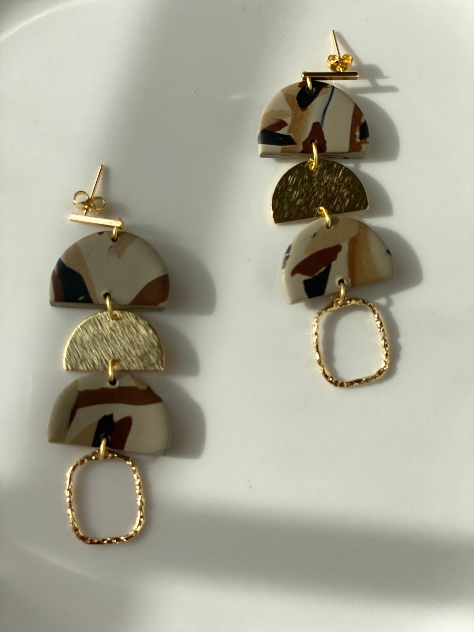 BROWN Dangle Earrings Minimalist Earrings Modern | Etsy