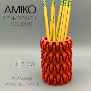 Modern Pencil Holder | Minimalist Desk Organizer | Custom Colors Available | High-Detail PLA Office Decor-AMIKO