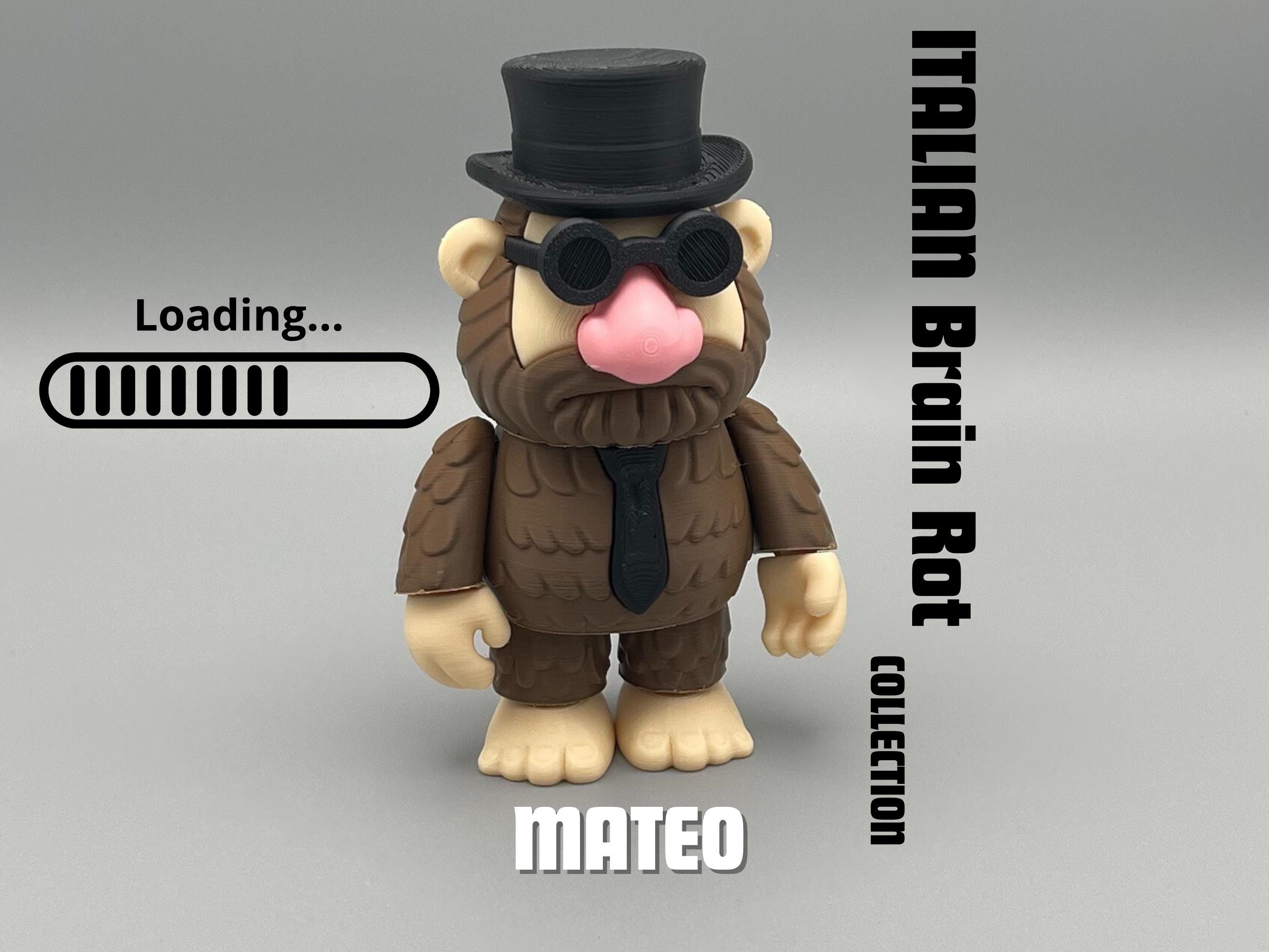 Matteo Italian Brain Rot Collectible Figure: 3D Printed Shelf