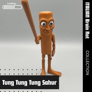 3D Printed Tung Tung Sahur Figure: Indonesian Italian Brainrot Meme Decor