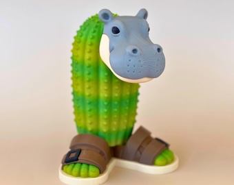 Kaktus-flodhäst hybridfigur – 3D-utskrivet samlarobjekt, italiensk hjärnröta