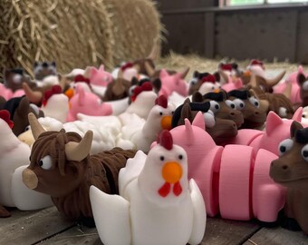 Mini animales de granja a granel – Recuerdos de fiesta y bolsas de dulces / Cerdo, gallina, caballo, oveja, vaca de las Tierras Altas