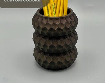 Modern Pencil Holder | Minimalist Desk Organizer | Custom Colors Available | High-Detail PLA Office Decor-OKOS