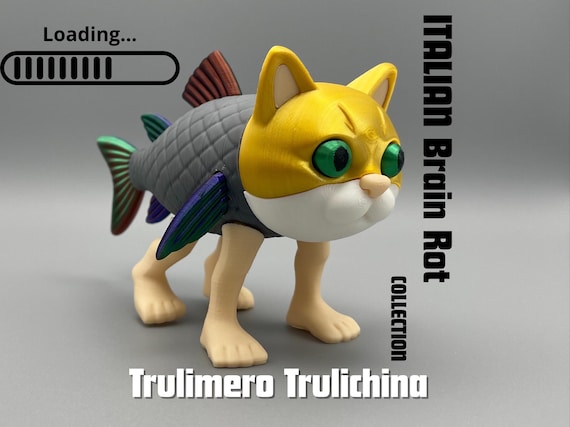 Trulimero Trulichina Figurine: Italian Brain Rot Meme, Articulated