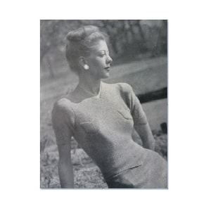 1940s fitted Jumper with pointed hem Knitting ePattern Stitchcraft July 1946 .pdf digital download
