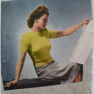 1940s Lace Jumper Knitting ePattern Stitchcraft July 1946 .pdf digital download