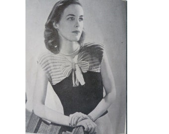 1940s three-colour jumper (two sizes: 32-34" and 34-37" bust) vintage knitting pattern (pdf digital download)