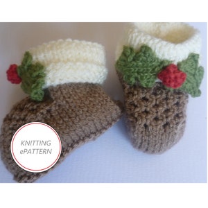 Christmas Pudding Booties for ages 0-6, 6-12, 12-18 and 18-24 months image 1