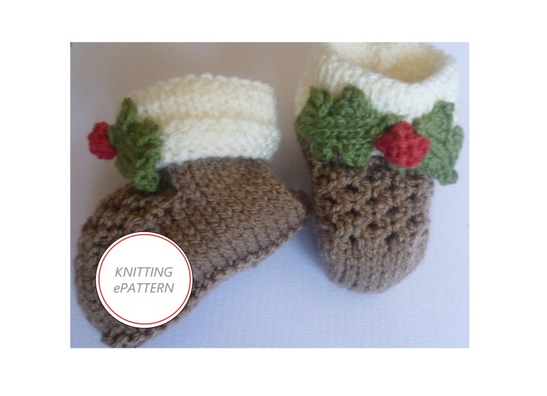 Christmas Pudding Booties for ages 0-6, 6-12, 12-18 and 18-24 months image 1