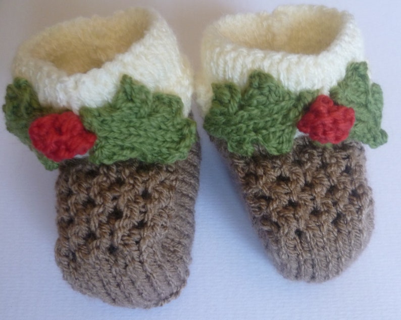 Christmas Pudding Booties for ages 0-6, 6-12, 12-18 and 18-24 months image 2