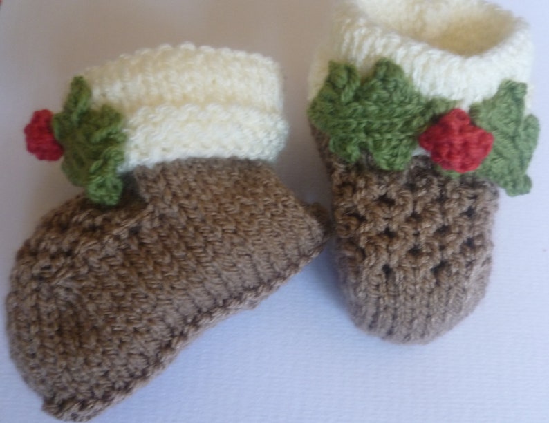 Christmas Pudding Booties for ages 0-6, 6-12, 12-18 and 18-24 months image 3