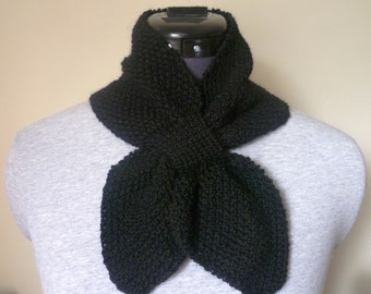 Black Miss Marple Scarf Handknitted in Alpaca Wool