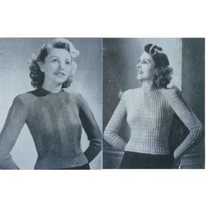 1940s Fitted Jumpers .pdf digital Knitting ePattern
