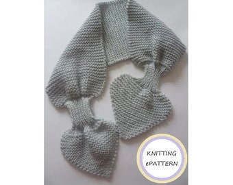 1940s-style fitted scarf knitting pattern (pdf) One ball knit Miss Marple/Ascot/Keyhole/1940s bow scarf