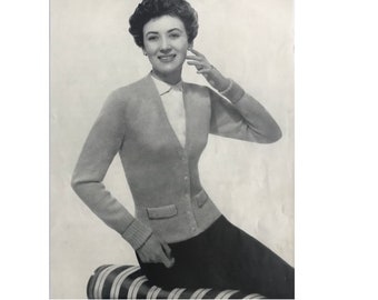 1940s Laines du Pingouin ‘Juliet’ Lady’s Cardigan vintage knitting ePattern (pdf digital download)