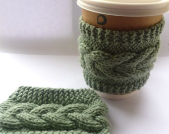 Patrón de tejido de lujo para funda de taza con diseño de trenzas, apto para principiantes (descarga en PDF)