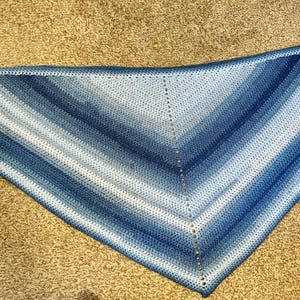 Handmade Ombré Blue Triangle Shawl
