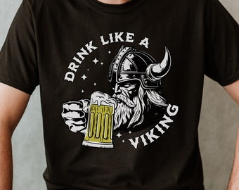 Drink Like a Viking Shirt Beer Drinker Viking Warrior Dad Beer Lover Short-Sleeve Unisex T-Shirt