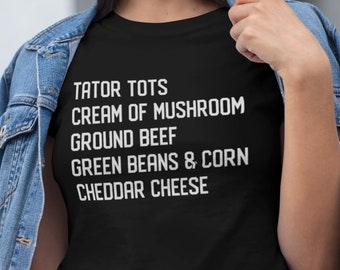 Tator Tot Hotdish Recipe Shirt, Minnesota Hotdish Shirt, Midwest Casserole Shirt, Minnesota Gifts, Hot Dish Recipe Unisex T-Shirt