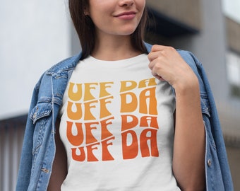 Uff Da Retro Wavy Text Style Norwegian Expression Minnesota Gift Midwest Norwegian Unisex T-Shirt