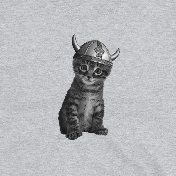 Viking Cat Funny Kitty Wearing Viking Helmet Uff Da Cat Lover Mens Womens Short-Sleeve Unisex T-Shirt