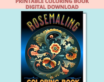 Livro para colorir Rosemaling: 57 padrões de arte popular norueguesa (download digital)