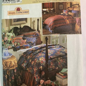 Simplicity 8347 Home Decorating Duvet Cover Bed Skirt Pillows Pillow Shams and Tablecloth Vintage Sewing Pattern