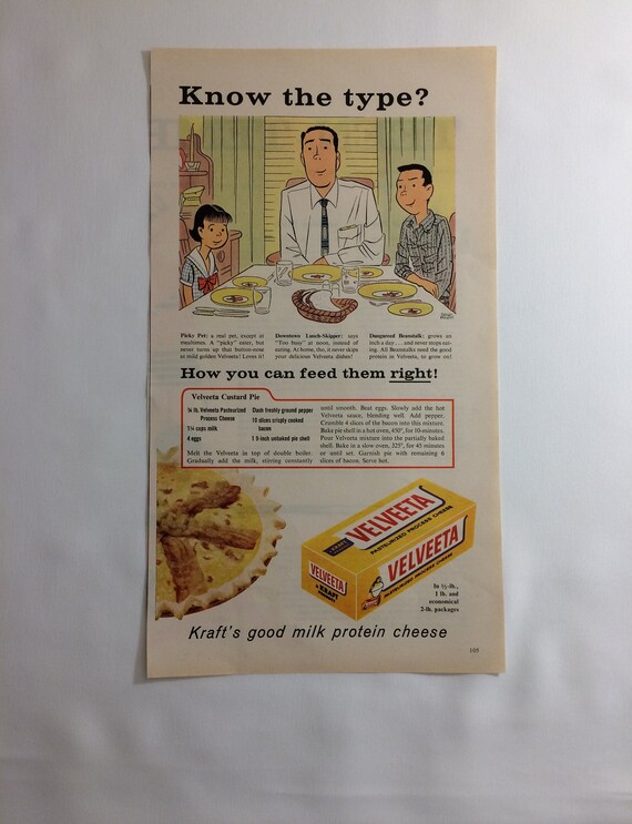 Jahrgang 1960 Werbung Kraft Velveeta Custard Pie Werbung Etsy