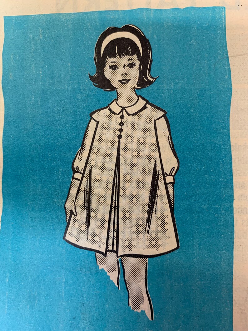 Collar Loose-Fitting Girl/'s Dress Long Sleeves Size 10, Blouse Vintage Mail Ordered Sewing Pattern 9415 Pleated Front Above Knee