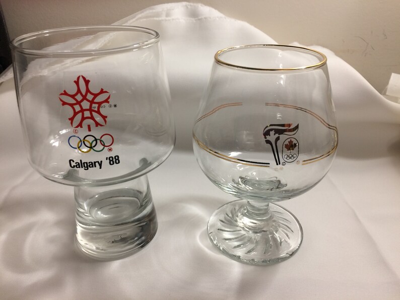 Beer and Brandy Snifter Glasses Calgary Olympics 1988 Clear Etsy