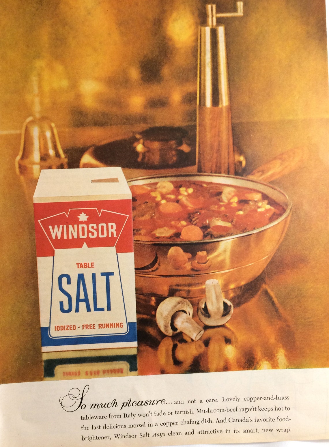 Vintage 1960 Advertisement Windsor Table Salt Iodized Free Etsy
