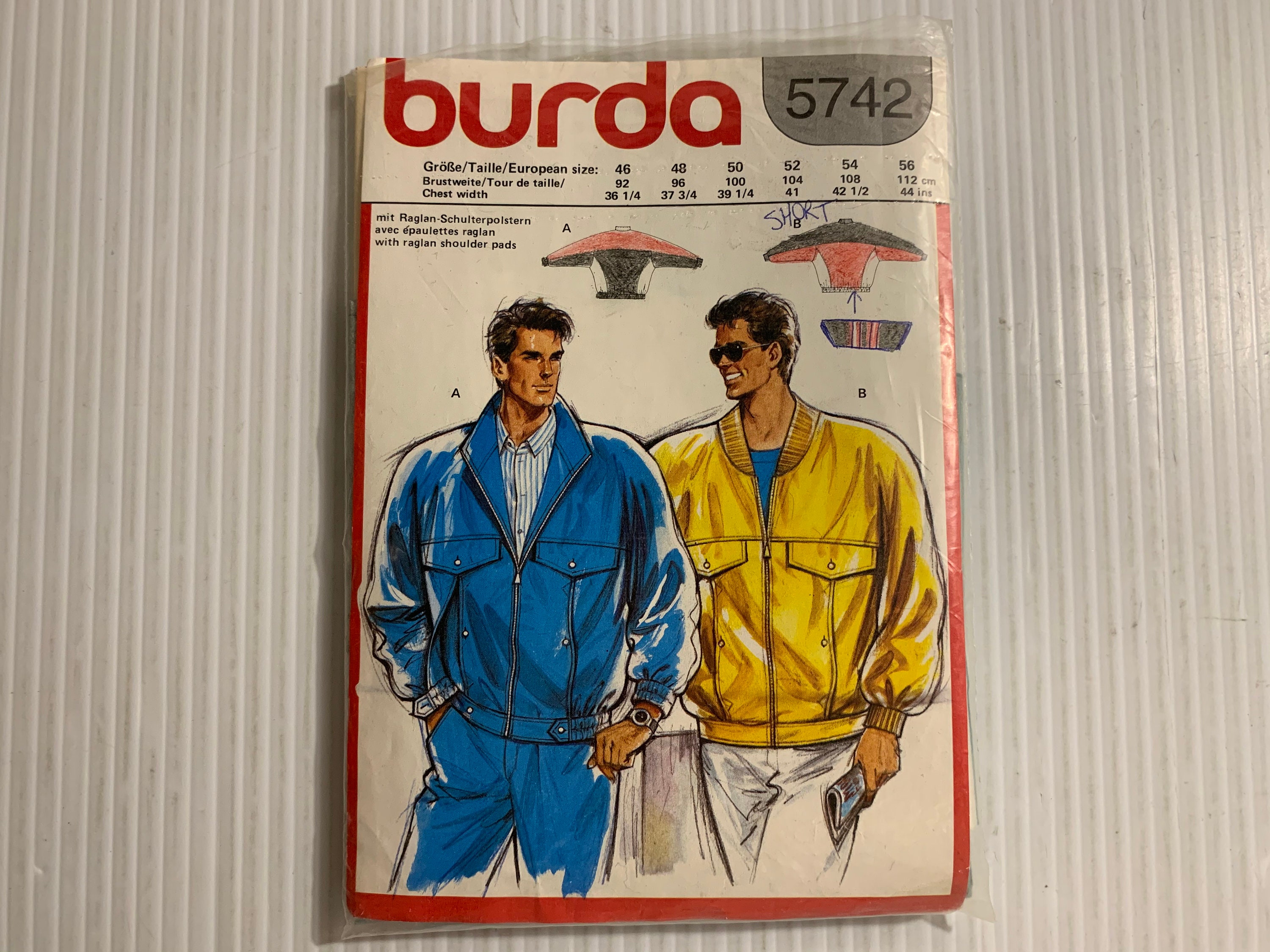 Vintage Burda Sewing Pattern 5742 Cut Men's Jacket Etsy