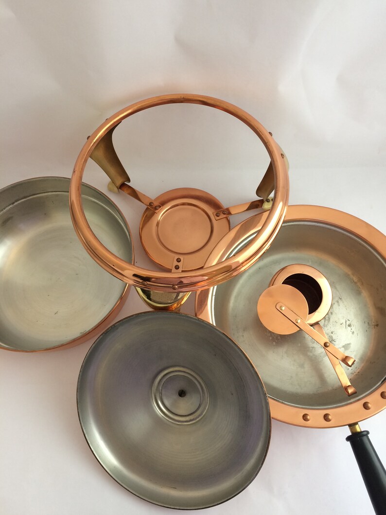 Copper Double Boiler Chafing Dish Saucepan Serving Dish Etsy