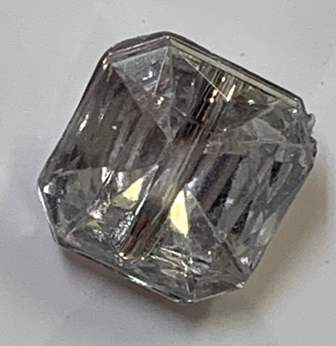 Vintage 3 Clear Diamond Shaped Buttons Shank Sewing Etsy