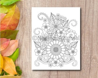 Floral Page 3 - Adult Coloring Page - Colouring Page - Printable Coloring Page - Digital Download - Coloring Page for Grown-ups