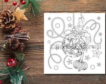 Ornament - Adult Coloring Page - Christmas Coloring Page - Printable Coloring Page - Digital Download