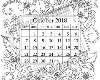 October 2018 Coloring Page