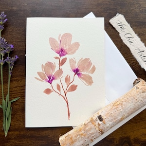 5&quot;x7&quot; Original hand painted watercolor Birthday greeting card, Floral Blank card, Happy Birthday Card