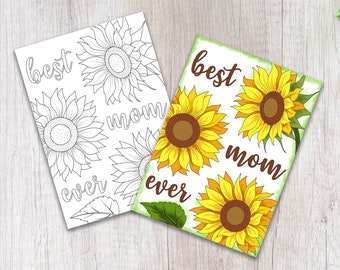 Mothers Day Greeting Card 3 | Printable Card | Coloring Greeting Card | Mothers Day Card Printable Template PDF