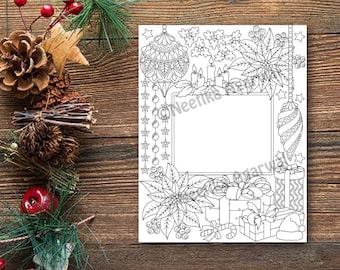 Christmas Coloring Card - Christmas - Adult Coloring Page - Christmas Page - Printable Coloring Page - Digital Download - Customized