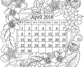 April 2018 Coloring Page
