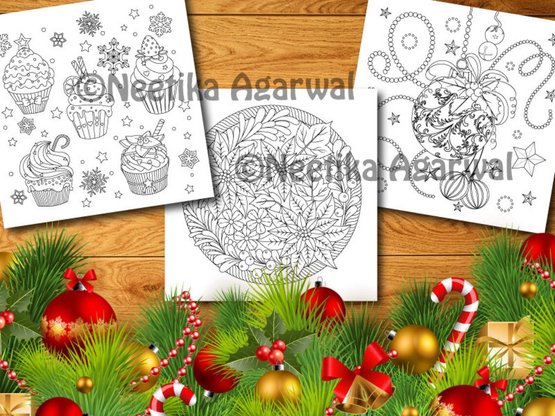 Christmas Coloring Adult Coloring Book Printable Coloring | Etsy