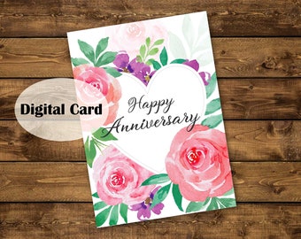 Happy Anniversary Digital Printable Card | Printable Card | Digital Download Card | Digital Anniversary Card | Printable Anniversary Cards
