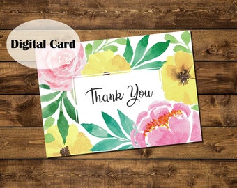 Thank You Digital Printable Card | Printable Card | Digital Download Card | Digital Thank You Card | Printable Thank You Cards