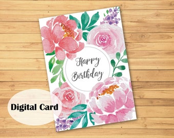 Happy Birthday Digital Printable Card | Printable Card | Digital Download Card | Digital Birthday Card | Printable Birthday Cards