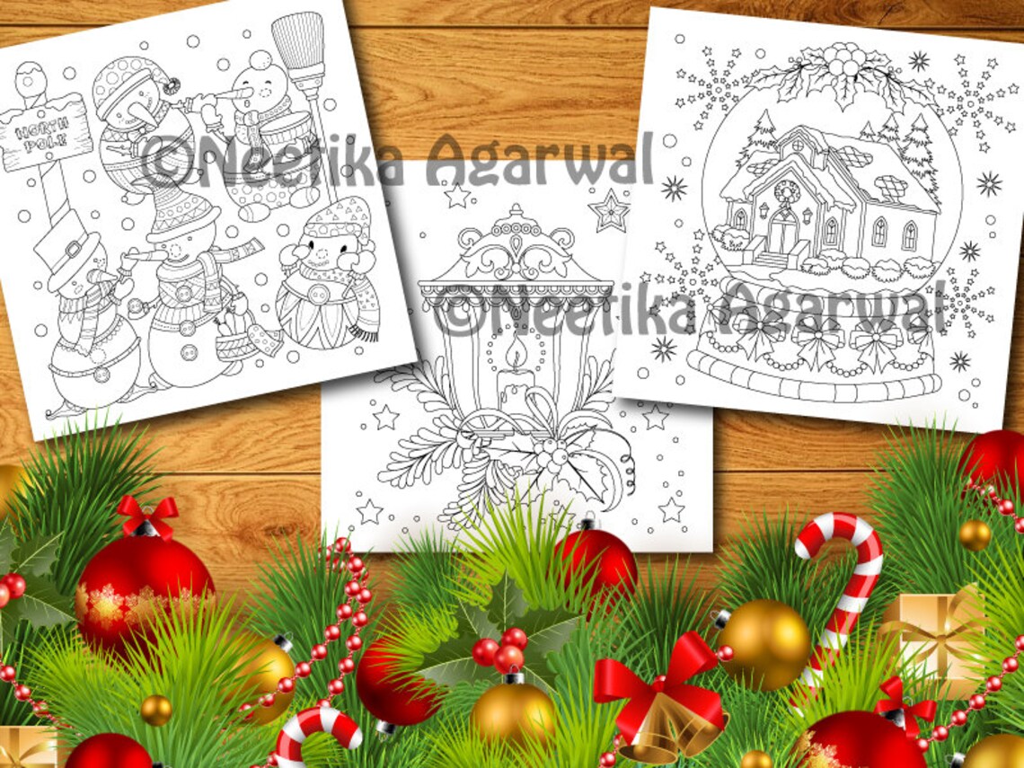 Christmas Coloring Adult Coloring Book Printable Coloring | Etsy