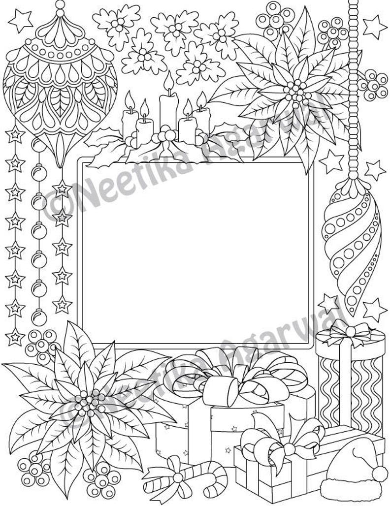 Christmas Coloring Card Christmas Adult Coloring Page Christmas Page
