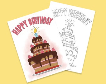 Birthday Greeting Card 2 | Printable Card | Coloring Greeting Card | Birthday Card Printable Template PDF