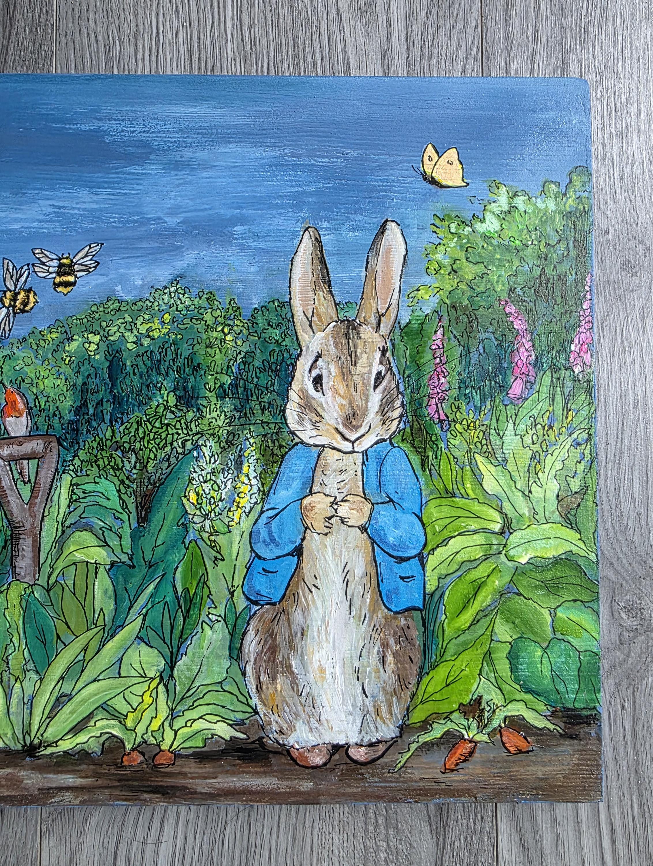 Peter Rabbit Garden, Handpainted Wallart - Etsy